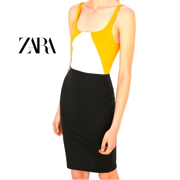 ZARA Colorblock Shift Bodycon Dress - Small - Picture 1 of 5